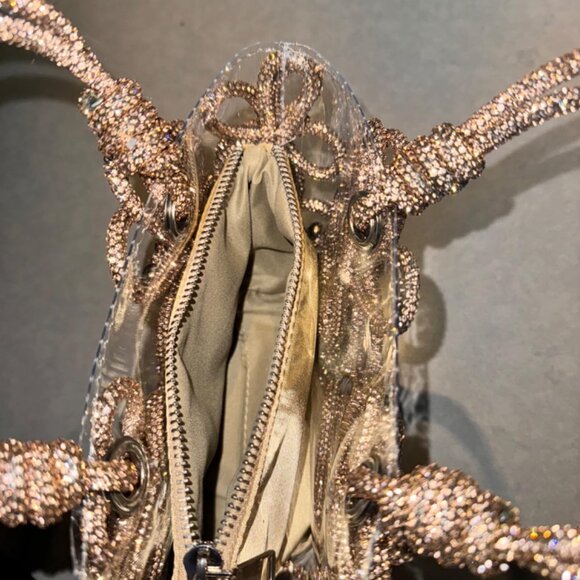 Neiman Marcus Gold Floral Evening Rhinestone Handbag - Picture 3 of 5